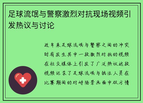 足球流氓与警察激烈对抗现场视频引发热议与讨论